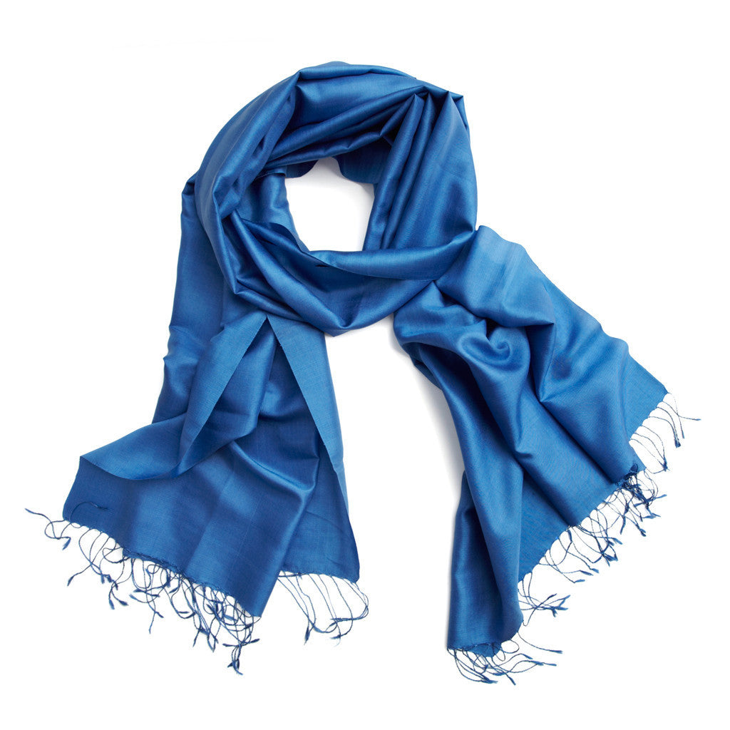 Cobalt Blue Silk Scarf - Afghanistan